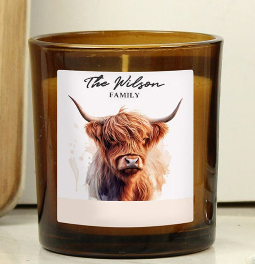 Personalised Highland Cow Candle