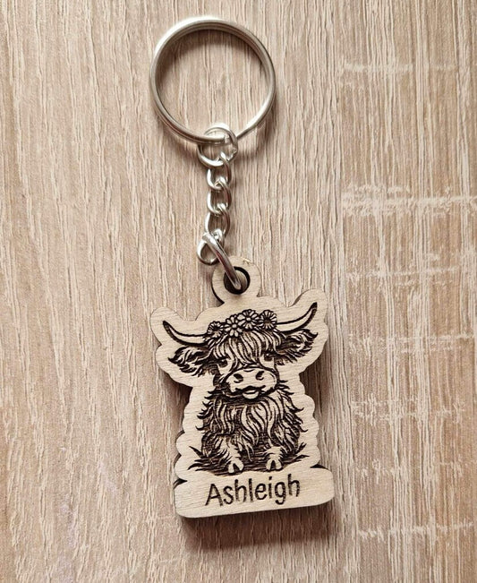 Personalised Highland Cow Keyring