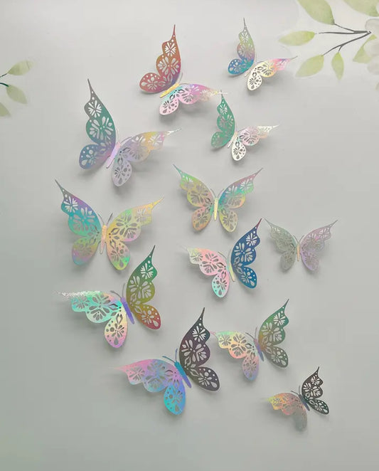 12 Pieces 3D Hollow Butterfly Wall Sticker