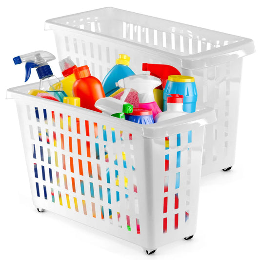 Set of 2 Storage Basket with Wheels