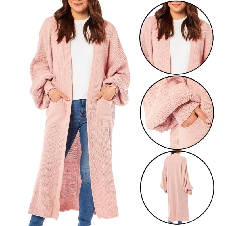 Long Ballon Sleeve Cardigan