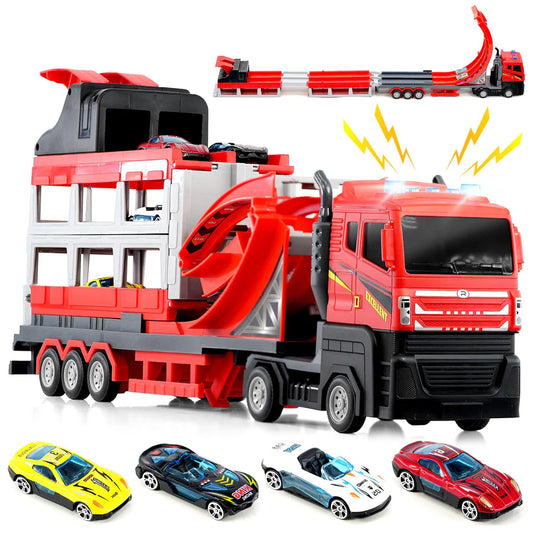 Transport Catapult Truck With Folding Race Track & 4 Cars