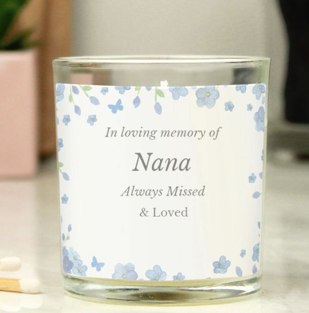 Personalised Memorial Blue Candle