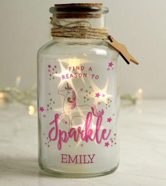 Personalised Unicorn LED Glass Jar