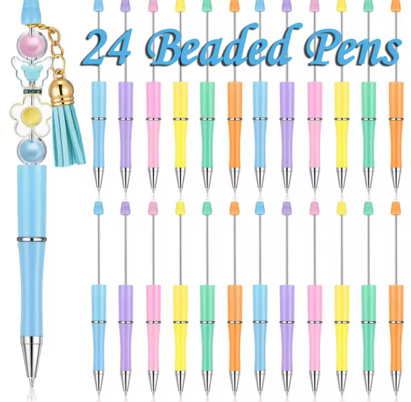 24Pcs New Beaded Ballpoint Pens