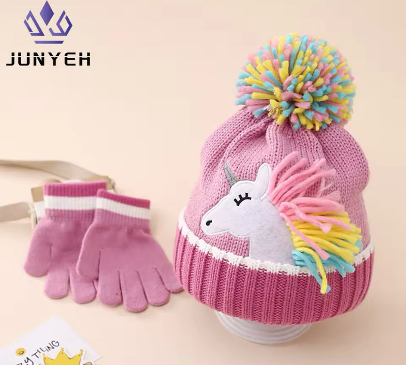 Unicorn Kids Hat Set