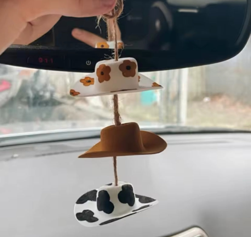 Mini Cowgirl Cap Hanging Ornament Car Rearview