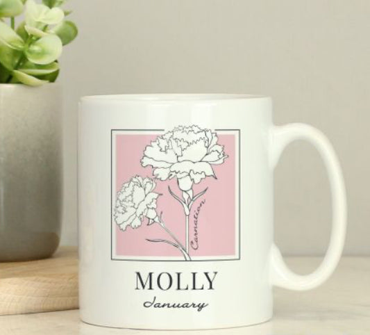 Personalised Birth Flower Mug