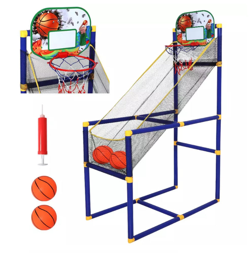 Childrens Indoor Outdoor Arcade Style Basketball Stand With Net Hoop