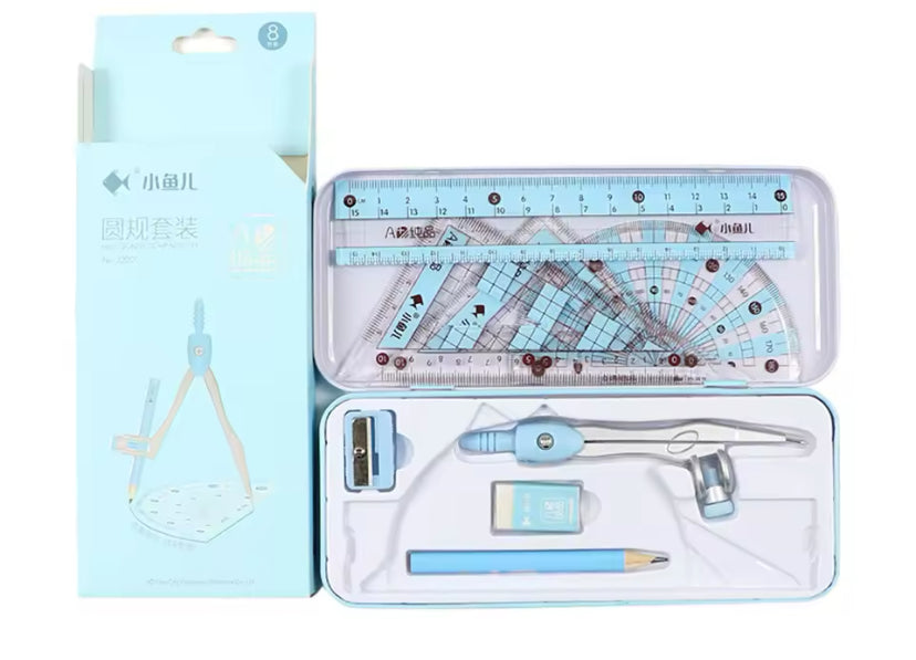 8Pcs/Set Ruler Compass Pencil Set