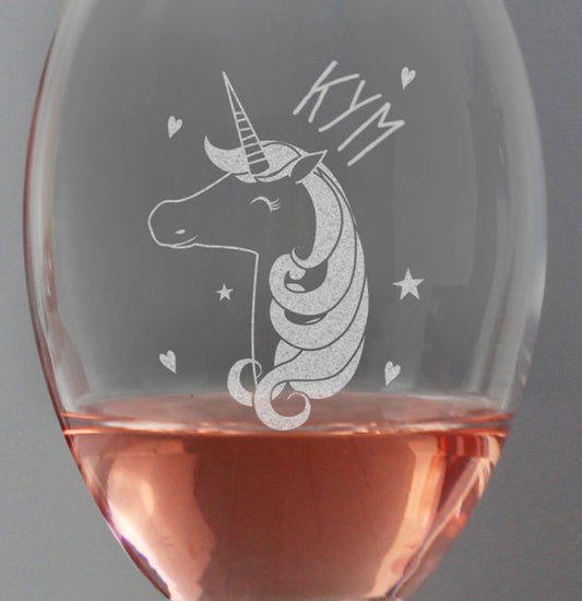 Personalised Unicorn Engraved Wine Glass