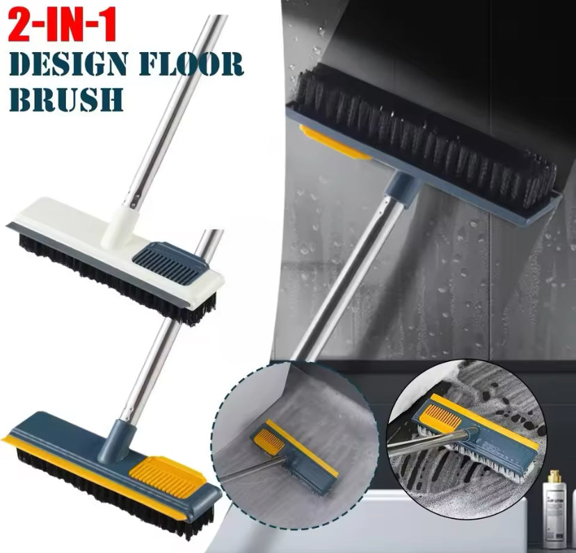 Adjustable 2-in-1 Floor Scrub Brush with Long Handle