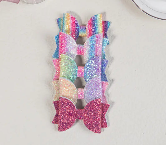 5pc Glitter Hair Bows with Clip