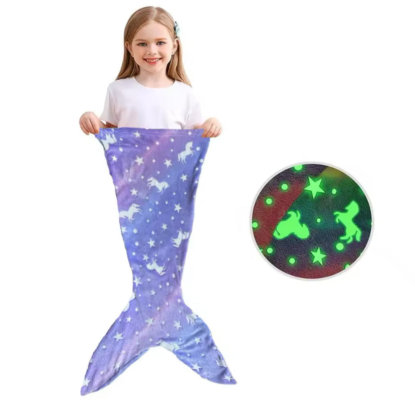 Glow in the Dark Mermaid Tail Kids Blanket