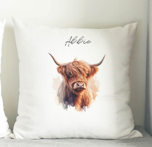 Personalised Highland Cow Cushion