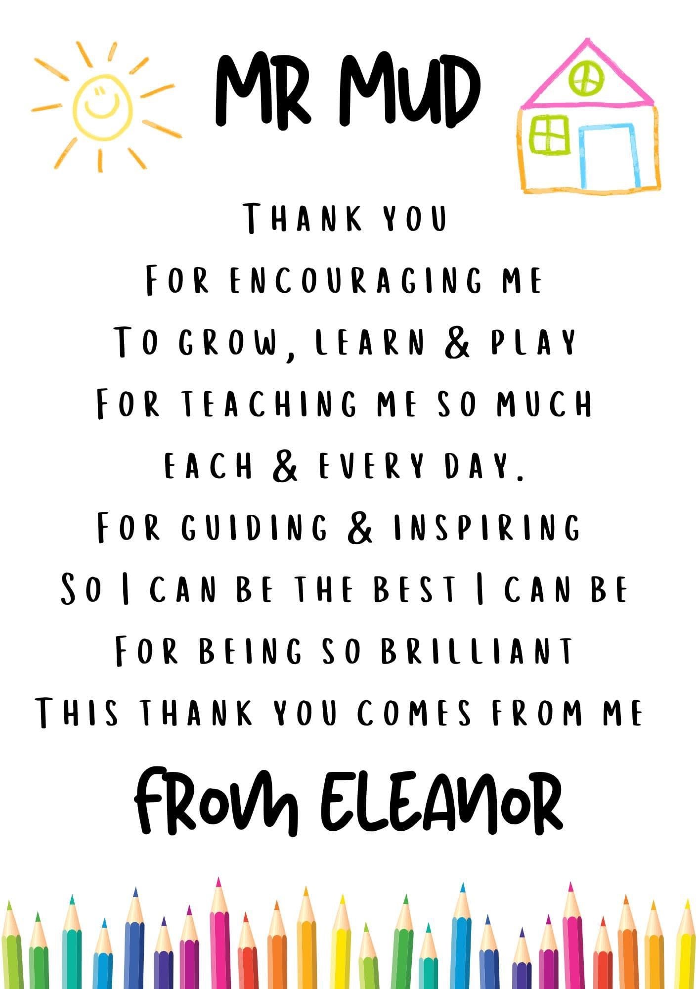 Personalised Teacher Print