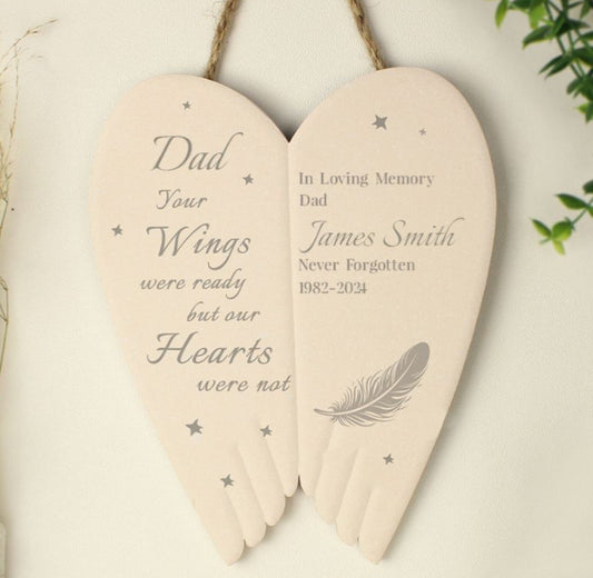 Personalised Memorial Angel Wings Hanging Ornament