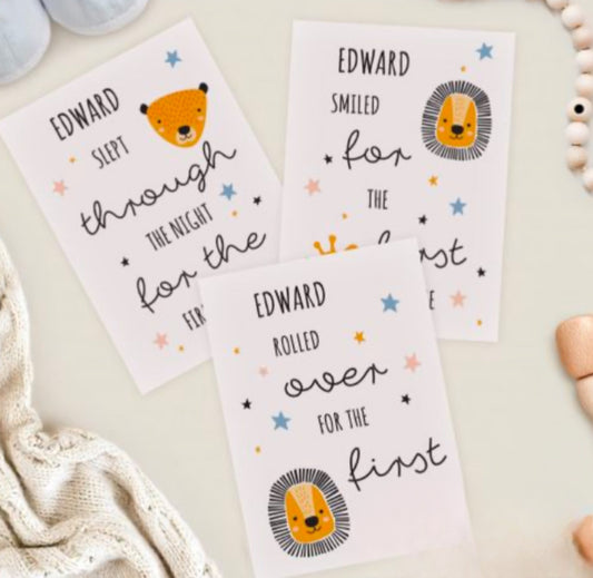 Personalised Animals Baby Milestone Cards