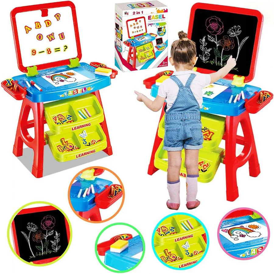 Learning Desk & Magnetic Easel Chalkboard