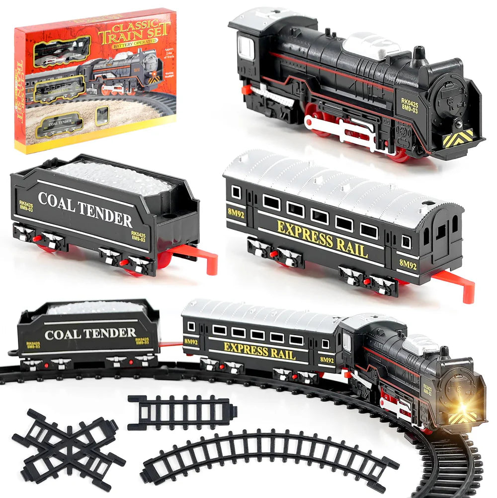 Classsic Train Set with Tracks and Headlight