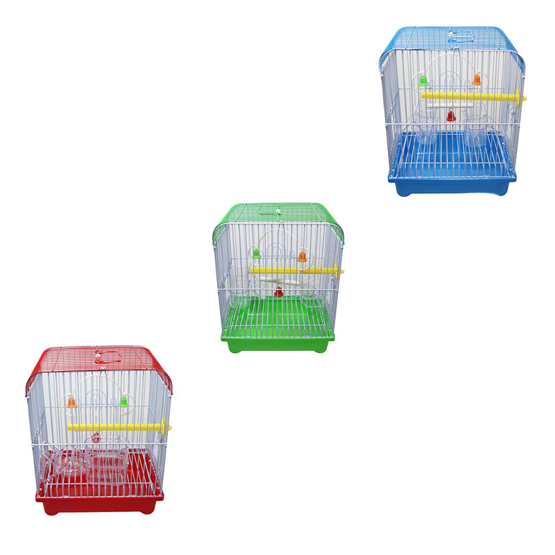 Small Bird Cages 22cm x 27cm for Canaries, Budgies, Finches, Metal, Accessories - Random Colour