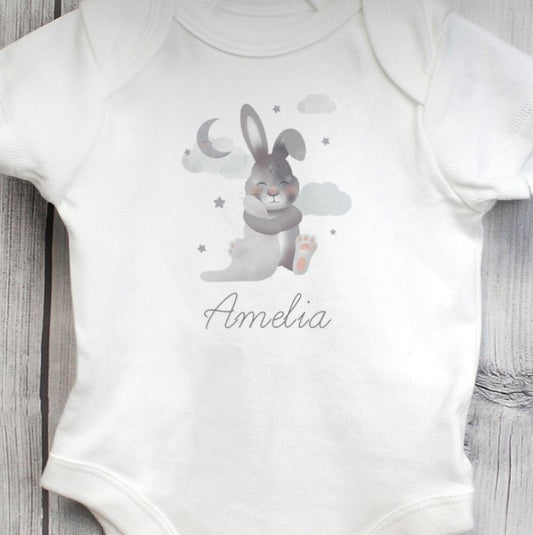 Personalised Baby Bunny 0-3 Months Baby Vest