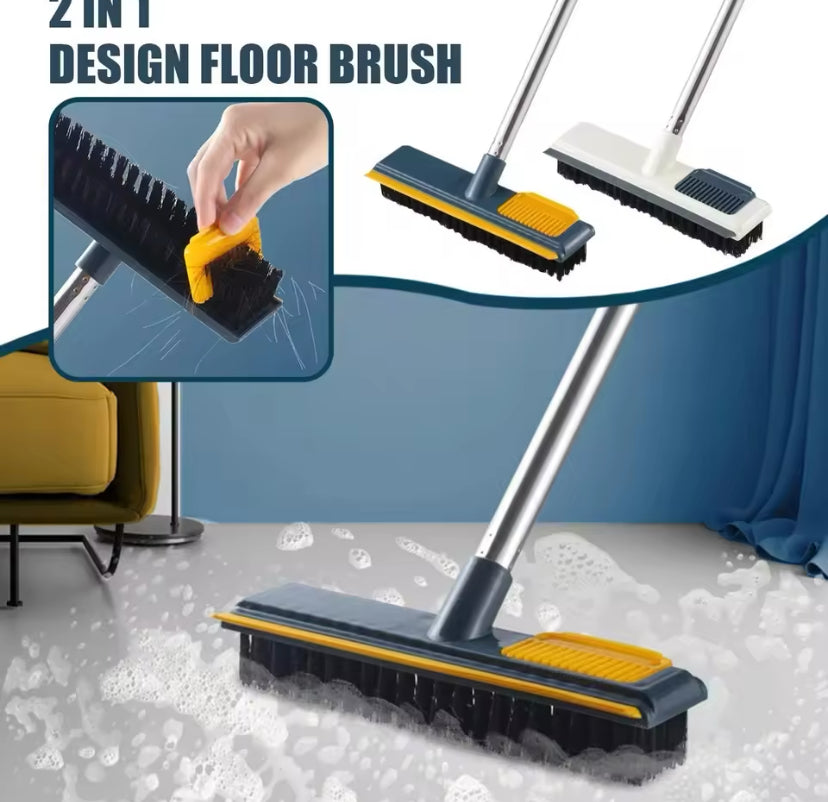 Adjustable 2-in-1 Floor Scrub Brush with Long Handle