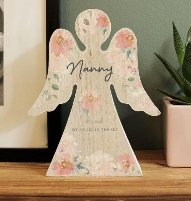 Personalised Memorial Wooden Angel