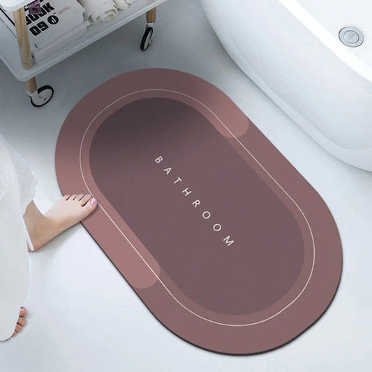 Bathroom Absorbent Bath Mat Long Oval 59cm Assorted Copywriting and Colours