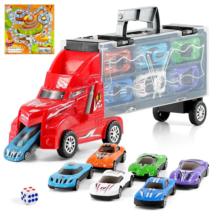 Car Transporter Truck with 6 Cars Set