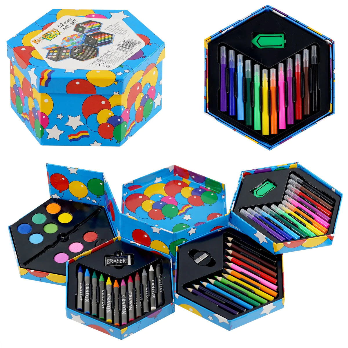 52 PCS Craft Art Artists Set Hexagonal Box