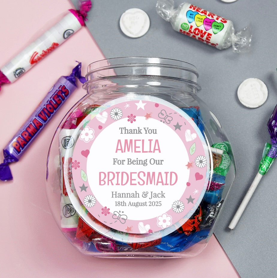 Personalised Bridesmaid Sweet Jar