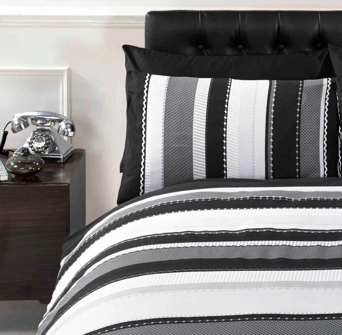 Detroit Banded Stripe Black Duvet Cover Set