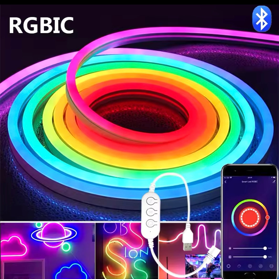 RGBIC Neon LED Strip Lights Neon Rope