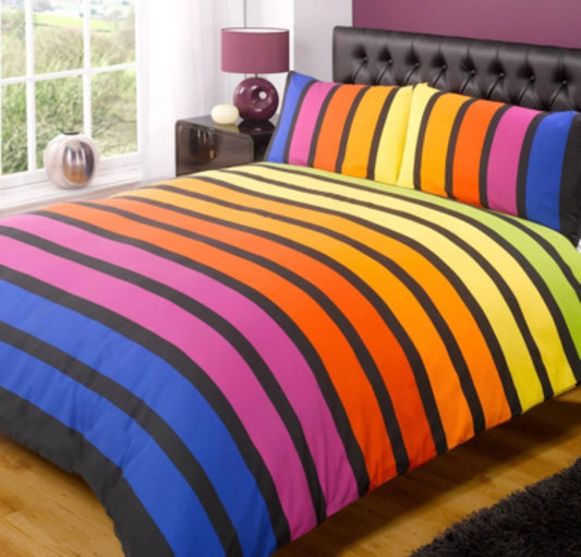 Stripe Rainbow Duvet Cover Set