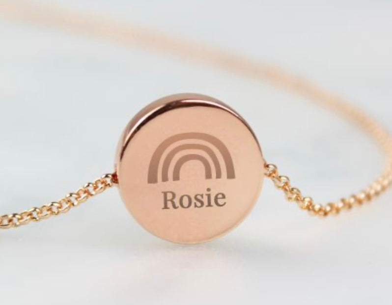 Personalised Rainbow Disc Necklace