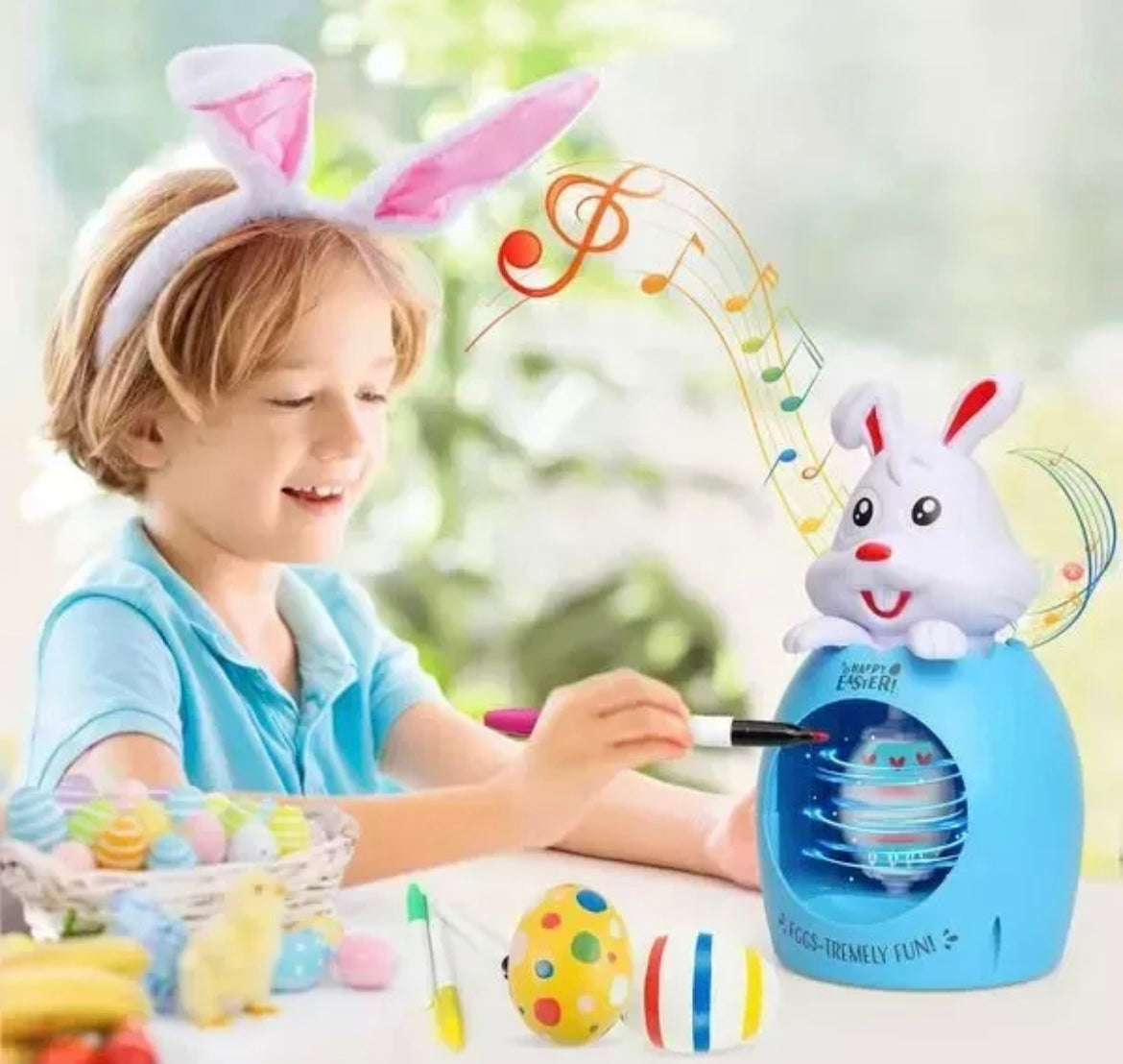 Easter Eggs Decorating Kit for Kids, DIY Painting Easter Egg Hunt Spinner Crafts