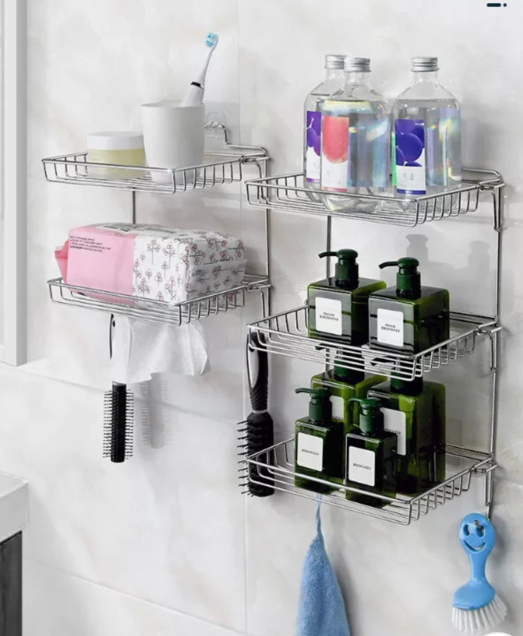 Bathroom Shower/ kitchen Rack Shelf Foldable Storage Organiser Basket