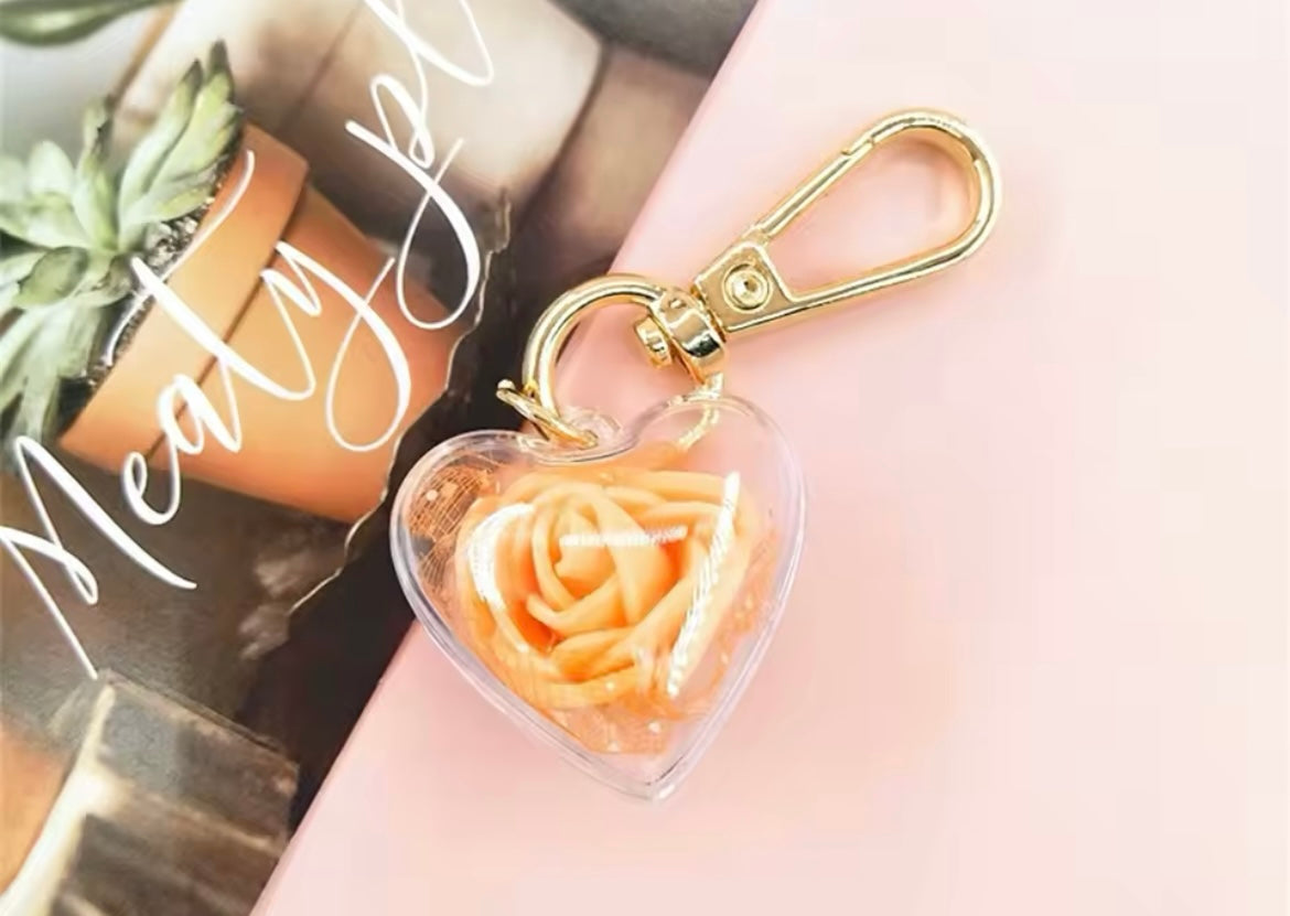 Rose Keychain Love Heart