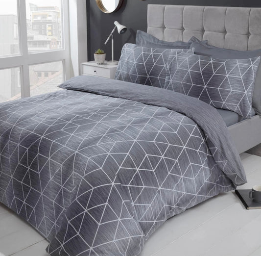 Calvin Geometric Ombre Grey Duvet Cover Set