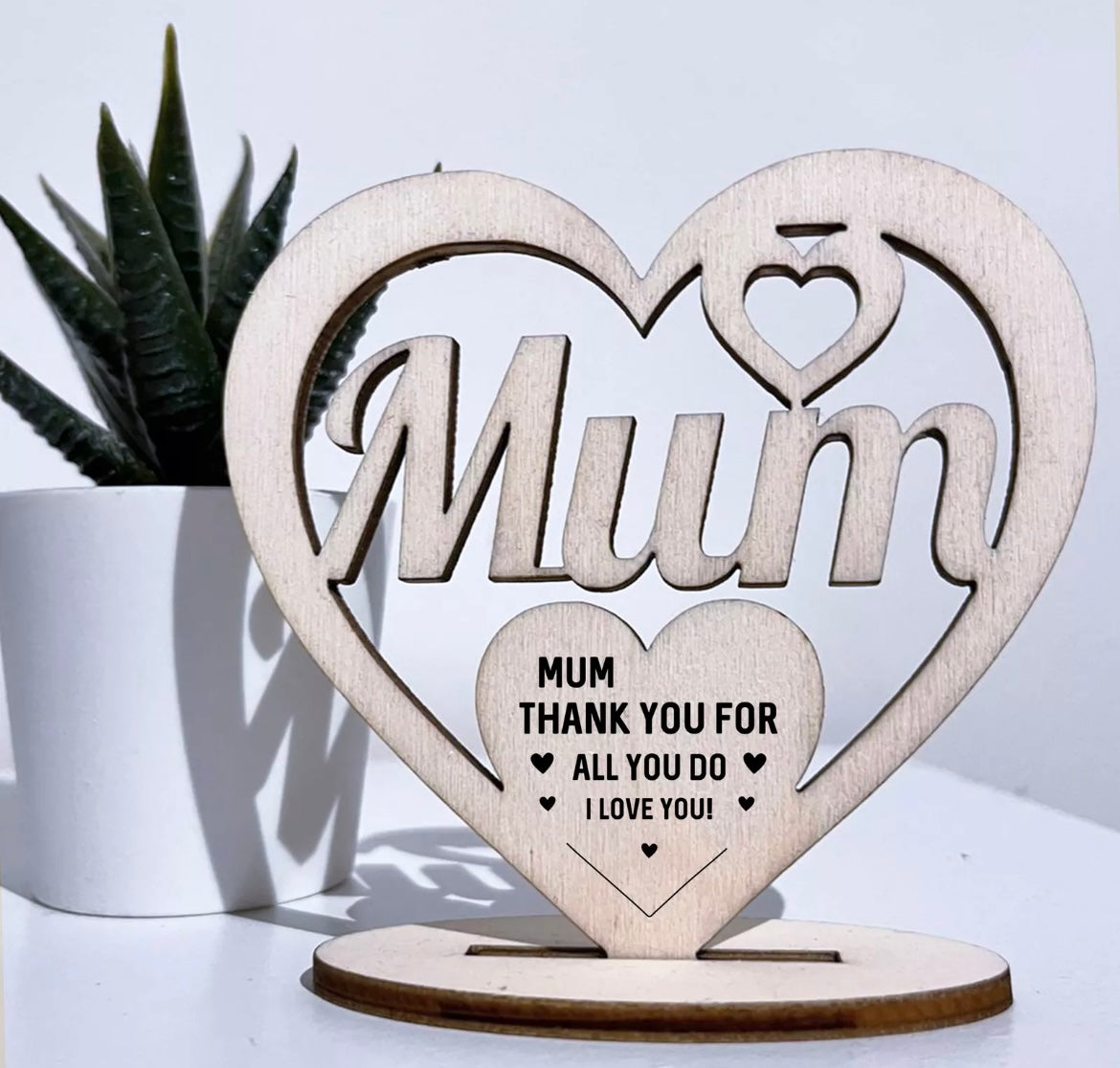 Engraved Mum Heart Novelty Plaque