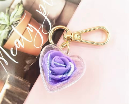 Rose Keychain Love Heart