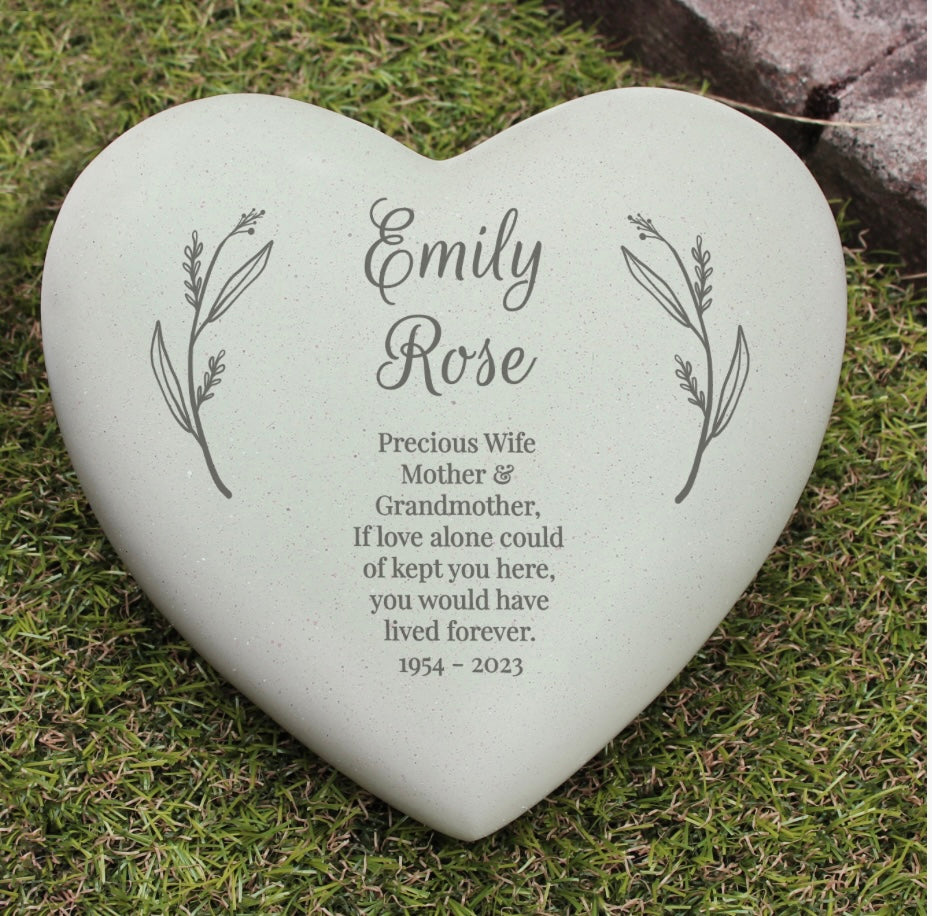 Personalised Free Text Heart Memorial