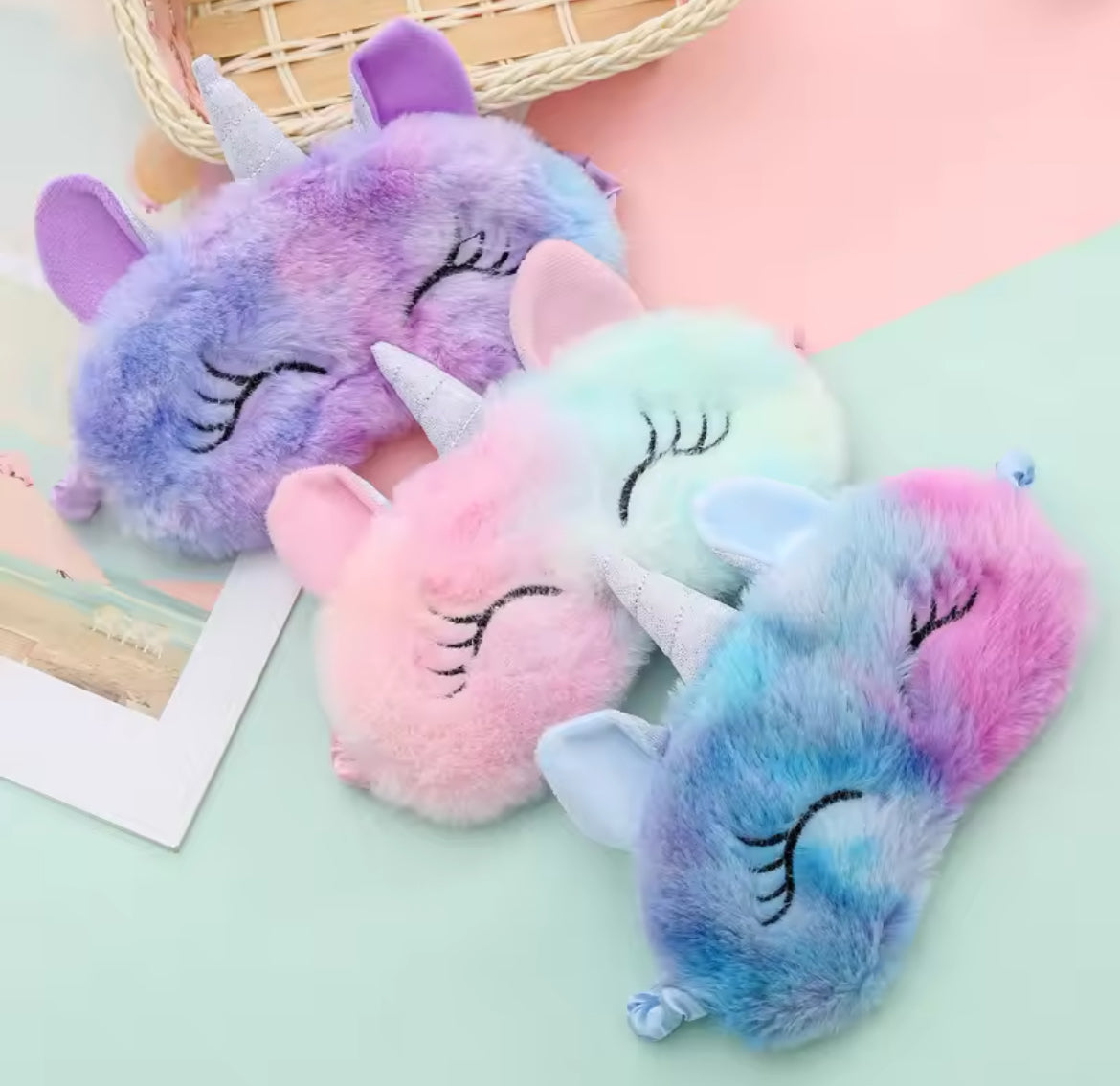 Fluffy unicorn sleep masks