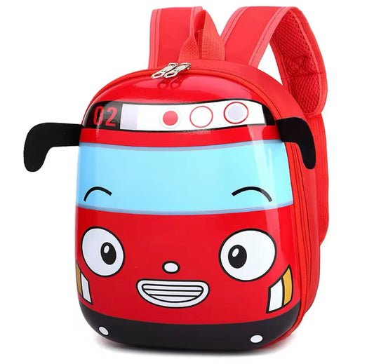 Cute 3D Cartoon Bus Kindergarten Children School Bag Backpack