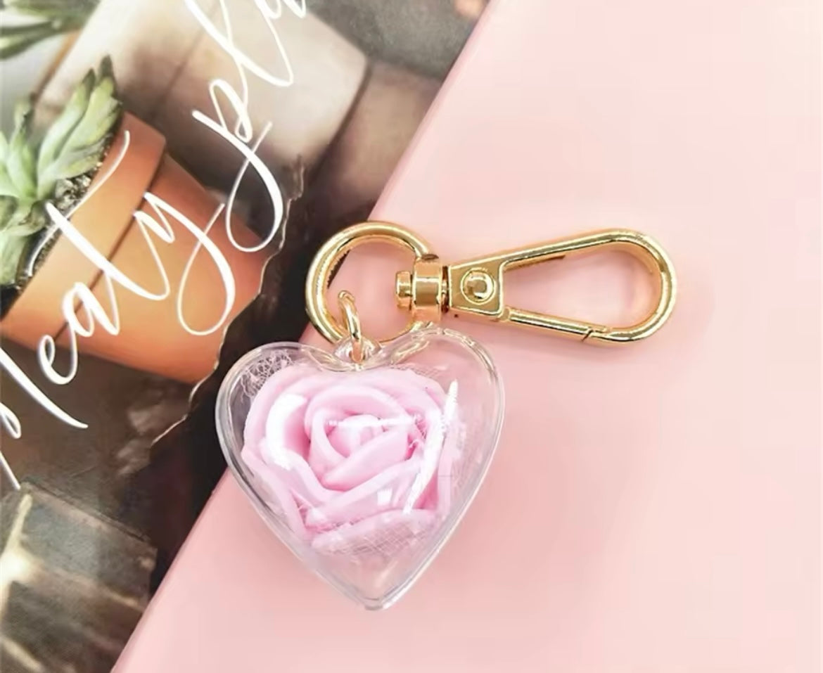 Rose Keychain Love Heart