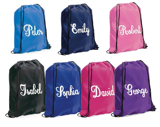 Personalised Nylon Drawstring Rucksack Bag