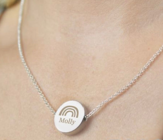 Personalised Rainbow Disc Necklace