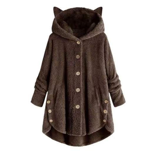 Cute Thick Plush Women Hoodies Winter Fur