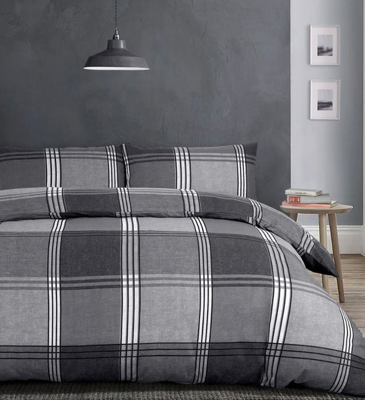 Hamilton Check Slate Duvet Cover & Pillowcase Set